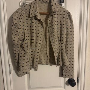 Women's Beige and Black Patterned Top